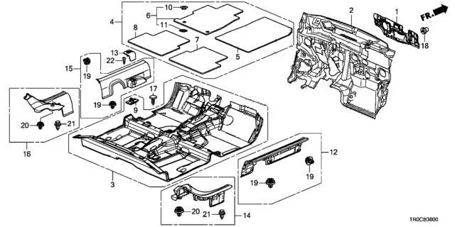 2015 Honda Civic Garnish Assy., L. FR. Side (Inner) *NH167L* (GRAPHITE BLACK) Diagram for 84251-TR3-A11ZA