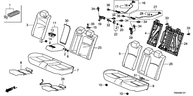 2017 Honda Civic Cover, Rear Seat Cushion Trim (Semi Dark Grayge) (Leather) Diagram for 82131-TBA-A82ZB