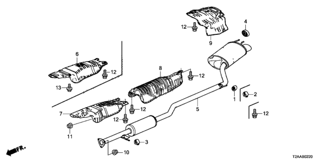 2017 Honda Accord Muffler, Exhuast Diagram for 18307-T2F-A51