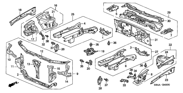 2002 Honda Accord Front Bulkhead Diagram