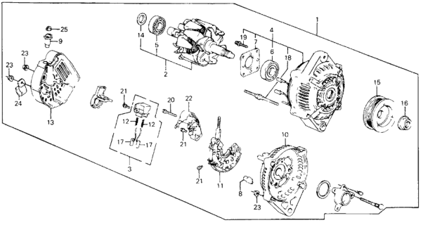 1990 Honda Civic 4 Door EX KA 4AT Alternator (Denso) Diagram
