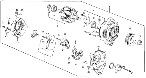 1988 Honda Civic Alternator (Denso) Diagram