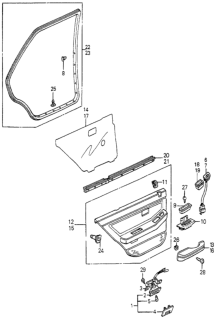 1985 Honda Accord Rear Door Lining Diagram