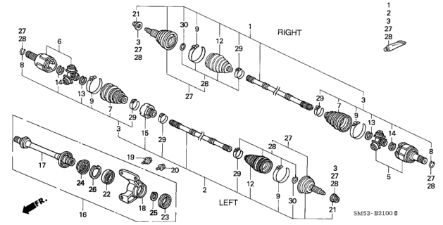 1993 Honda Accord Cv Joint Set, Outboard Diagram for 44014-SV4-010