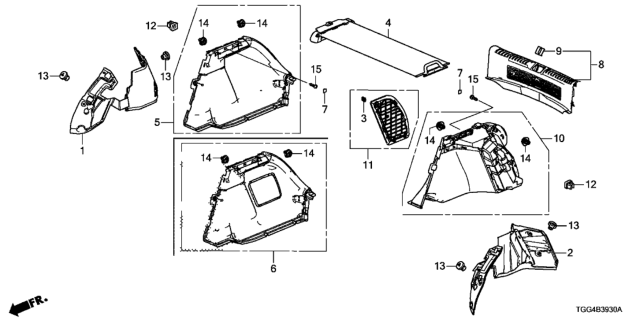 2018 Honda Civic Trunk Side Lining Diagram