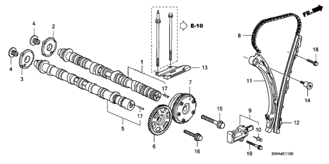 2011 Honda CR-V Camshaft - Cam Chain Diagram