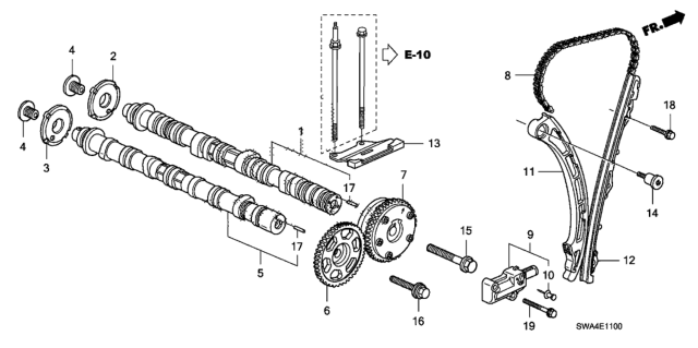 2010 Honda CR-V Camshaft - Cam Chain Diagram