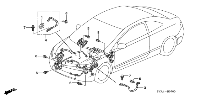 2007 Honda Civic Wire Harness, Engine Room Diagram for 32200-SVB-A10