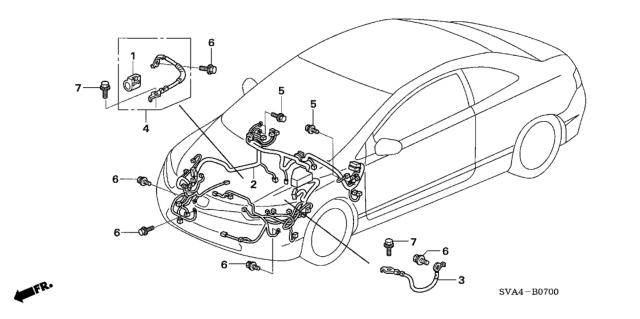 2006 Honda Civic Wire Harness, Engine Room Diagram for 32200-SVA-A10