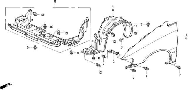 1998 Honda Odyssey 5 Door LX (7 SEATS (3PB)) KA 4AT Front Fender Diagram