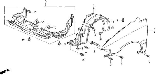 1998 Honda Odyssey Shield, FR. Splash Diagram for 74111-SX0-000