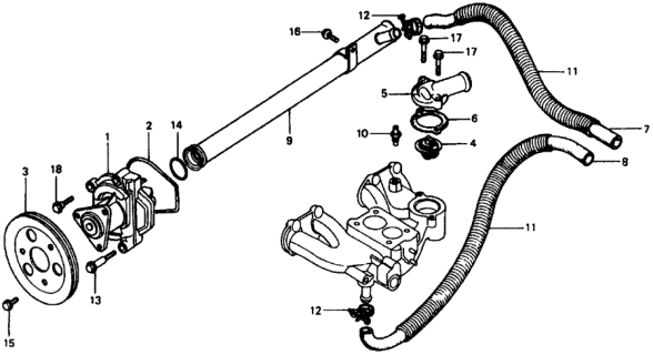 1977 Honda Civic 3 Door ** (1200) ** 4MT Water Pump Diagram