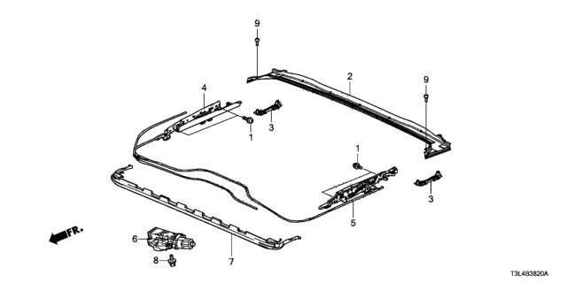 2014 Honda Accord 2 Door EX-L (NAVIGATION) KL CVT Sliding Roof Components Diagram