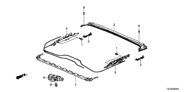 2014 Honda Accord Motor Assy., Sunroof Diagram for 70450-T3L-A01