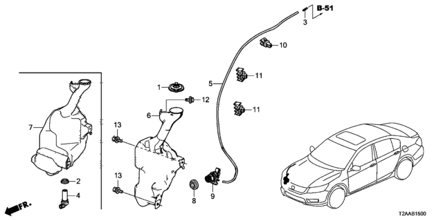 2017 Honda Accord 4 Door EX KA CVT Windshield Washer Diagram