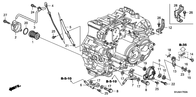 2008 Honda Odyssey AT ATF Pipe Diagram