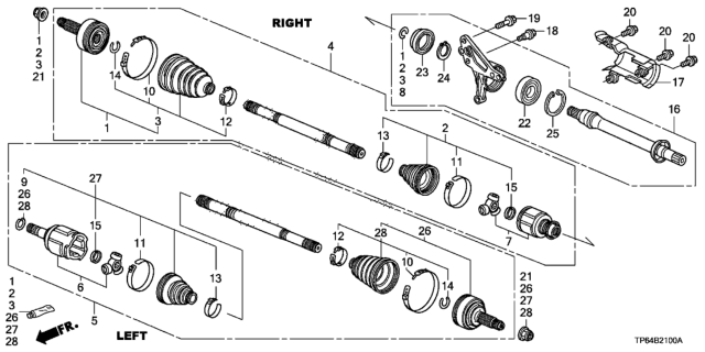 2013 Honda Crosstour Driveshaft - Half Shaft (V6) Diagram