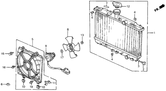 1991 Honda Civic Radiator (Toyo) Diagram