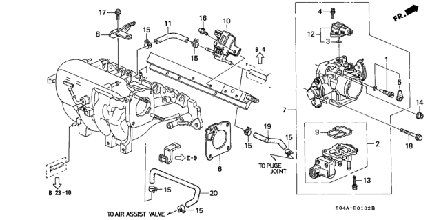 2000 Honda Civic 4 Door EX KA 4AT Throttle Body Diagram