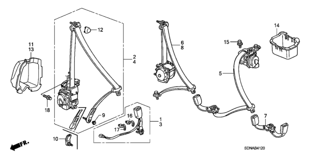 2007 Honda Accord Buckle Set, L. FR. Seat Belt *NH361L* (CF GRAY) Diagram for 04816-SDN-A72ZC