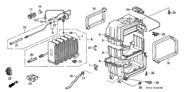 1997 Honda Accord Evaporator Diagram for 80211-SV1-305