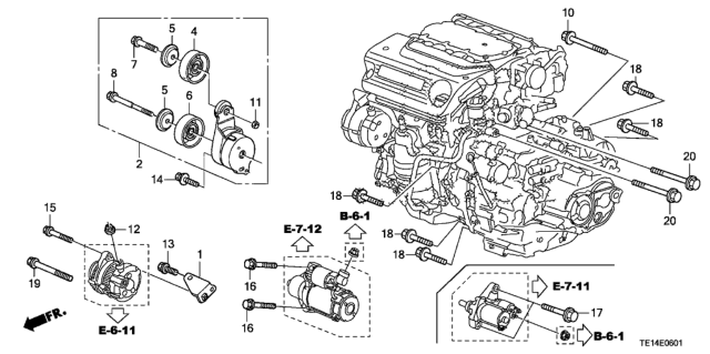 2012 Honda Accord Alternator Bracket (V6) Diagram