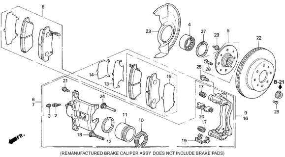 1993 Honda Civic Caliper Assembly, Passenger Side (16Cl-14Vn21T) Diagram for 45210-SR3-V02