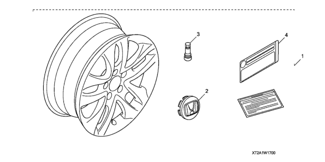 2013 Honda Accord 2 Door EX-L KA CVT Alloy Wheel (17") (SBC) Diagram
