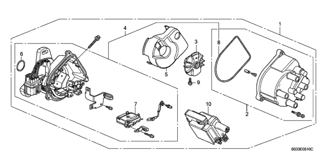 1997 Honda Civic Distributor (TEC - Weastec) Diagram