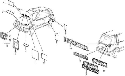 1984 Honda Civic Emblem, Rear (Wagovan) Diagram for 87304-SB6-660