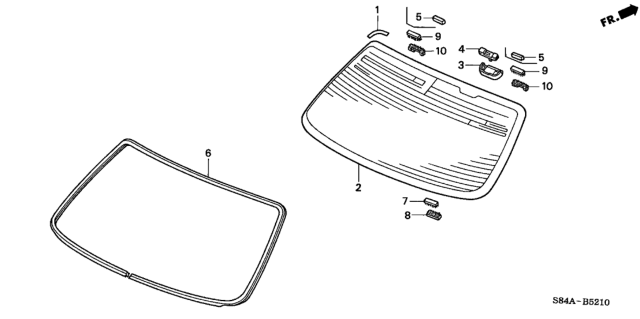 2002 Honda Accord 4 Door EX KA 5MT Rear Windshield Diagram