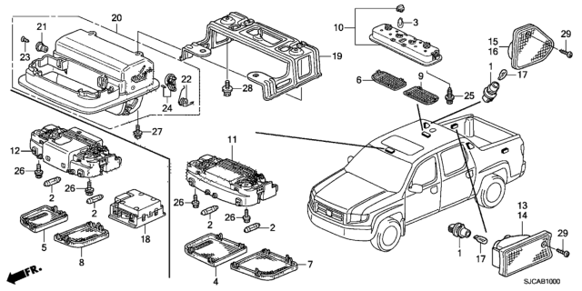 2014 Honda Ridgeline Console Assy., Roof *NH686L* (QP LIGHT WARM GRAY) Diagram for 83250-SDA-A03ZK