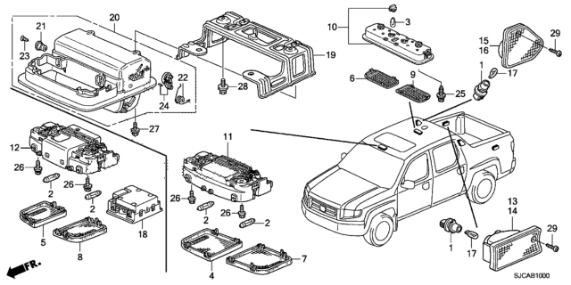 Honda Acura Map Light Base Unit – OE# 34404-SDA-A22, Fits 2008-2015 (US Stock)