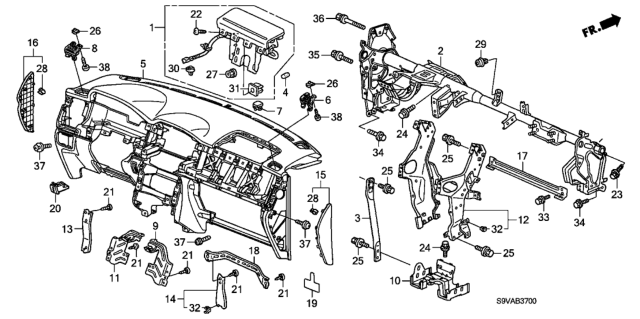 2008 Honda Pilot Beam, Steering Hanger Diagram for 61310-STW-A00ZZ