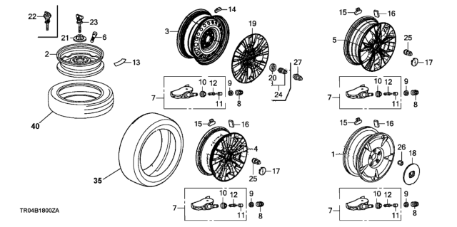 2012 Honda Civic Tire (P195/65R15) (89H) (Firestone Affinity Touring) Diagram for 42751-FIR-011