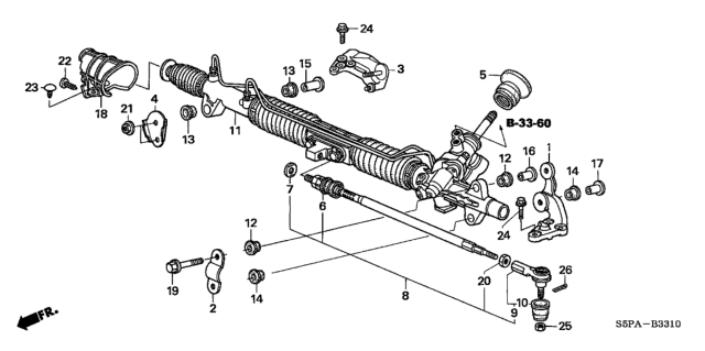 2005 Honda Civic Rack Assembly, Power Steering Diagram for 53601-S5P-G03