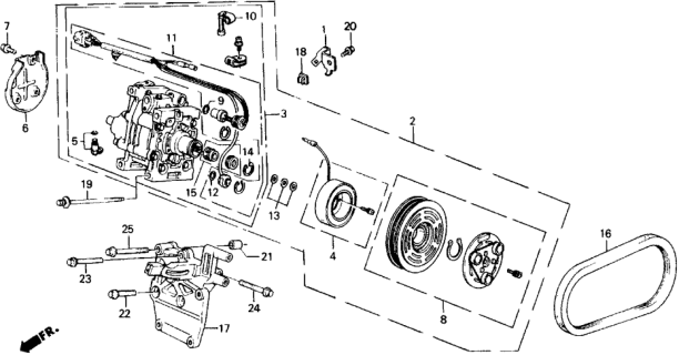 1988 Honda Prelude A/C Compressor (2.0 SI) Diagram