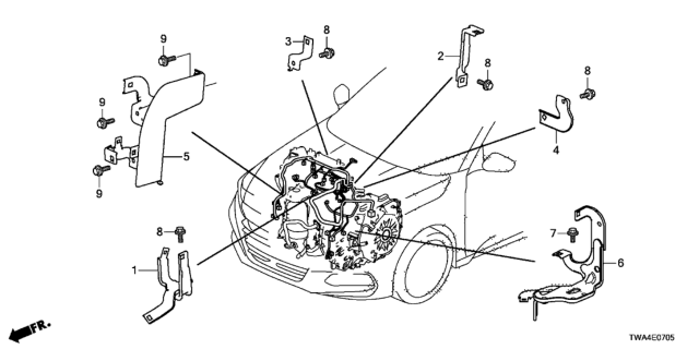 2021 Honda Accord Hybrid Engine Wire Harness Stay Diagram