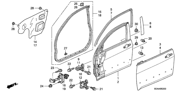 2007 Honda Accord Front Door Panels Diagram