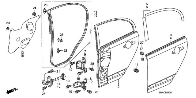 2010 Honda Civic 4 Door LX-S KA 5MT Rear Door Panels Diagram