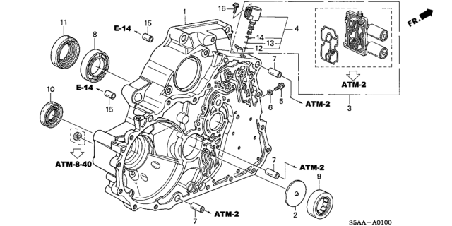 2004 Honda Civic 2 Door EX KA 4AT AT Torque Converter Case Diagram