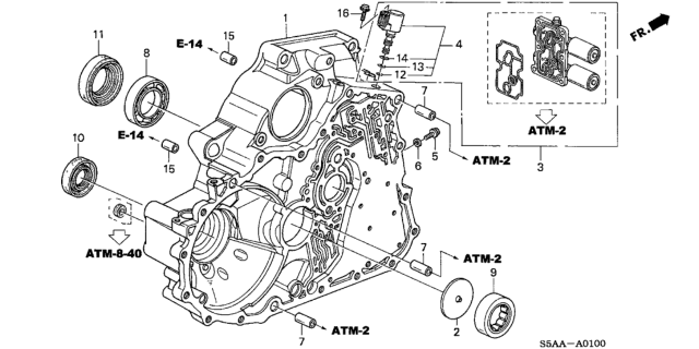 2004 Honda Civic AT Torque Converter Case Diagram