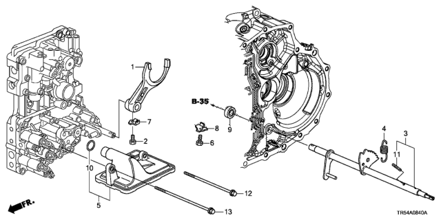 2012 Honda Civic AT Shift Fork Diagram