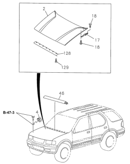 1998 Honda Passport Hood Diagram