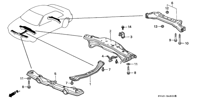 1997 Honda Accord Beam, RR. Diagram for 50200-SY8-A00