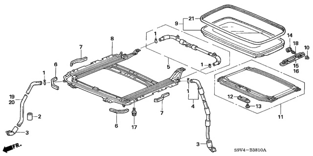 2005 Honda Pilot 5 Door EXL (RES) KA 5AT Sliding Roof Diagram