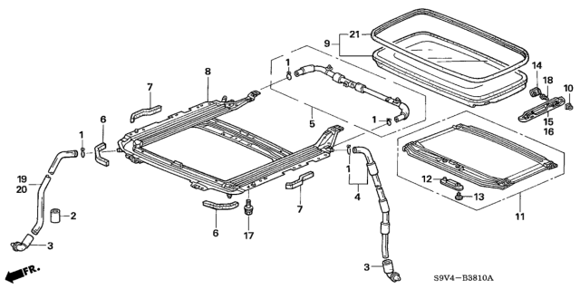 2005 Honda Pilot Sunshade Assy. *NH220L* (CLEAR GRAY) Diagram for 70600-S9V-A01ZB