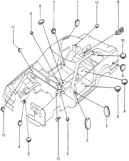 1979 Honda Prelude Grommet, Drain Hole Diagram for 82871-692-000