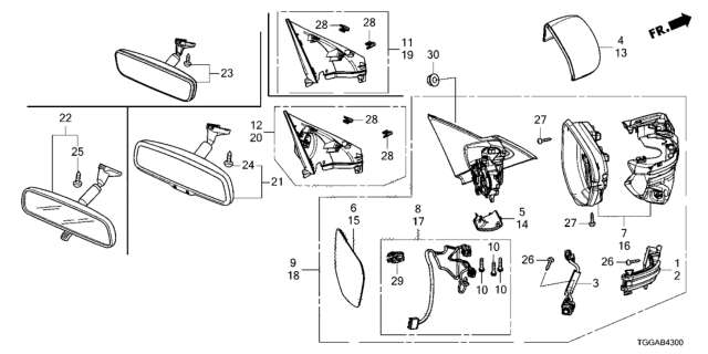 2021 Honda Civic Housing Cap Passenger Side (Championship White) Diagram for 76201-TBA-A11ZV