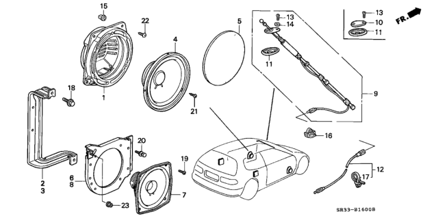 1994 Honda Civic Bracket, L. Diagram for 39125-SR3-K00